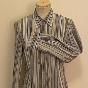 Button down shirt with silver thread